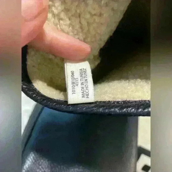 ZARA Faux Shearling Lined Mid-Calf Leather Boots Black Lug Sole Sz 38 - Picture 4 of 14